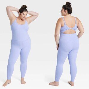 XXL - Womens Rib Full Length Bodysuit - All In Motion - Lilac Purple